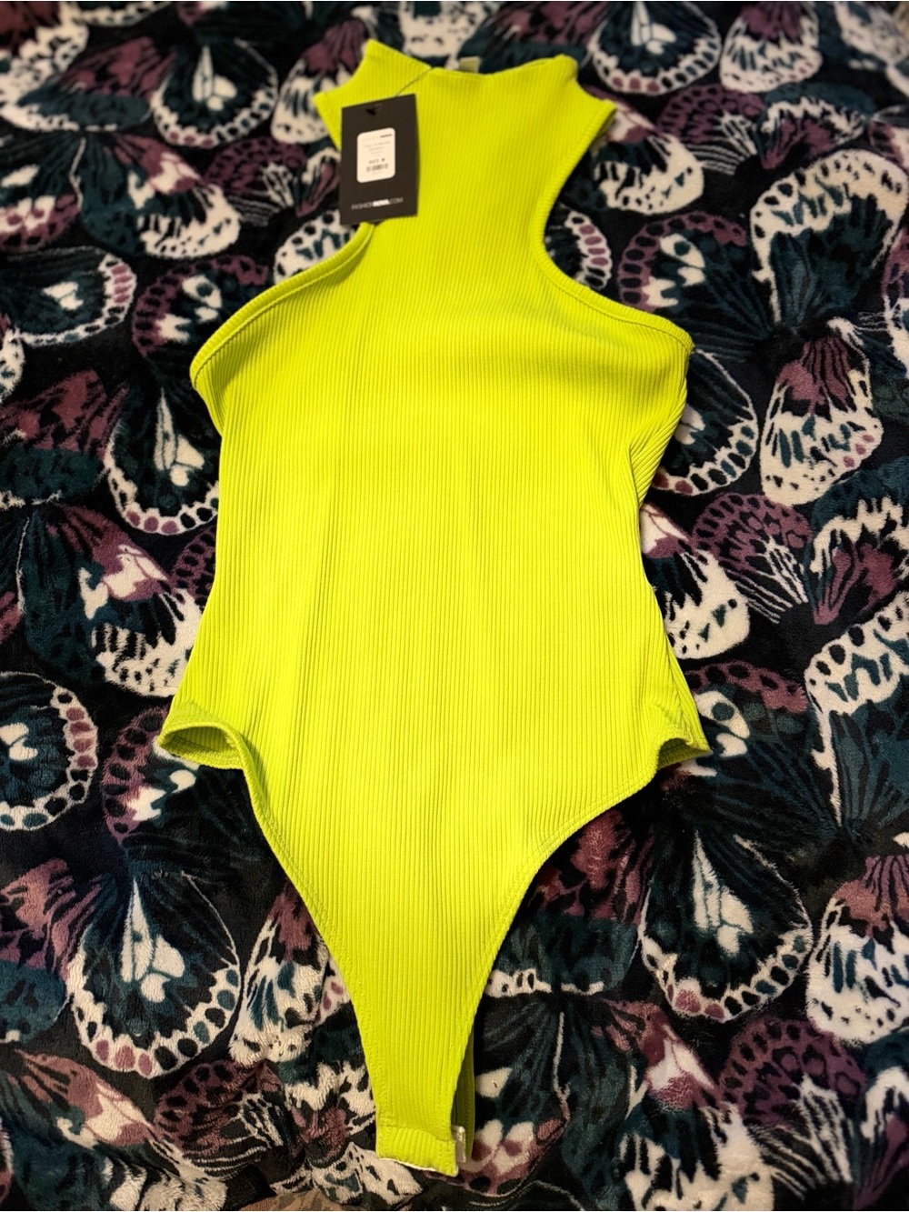 Neon Yellow Ribbed One-Piece Bodysuit